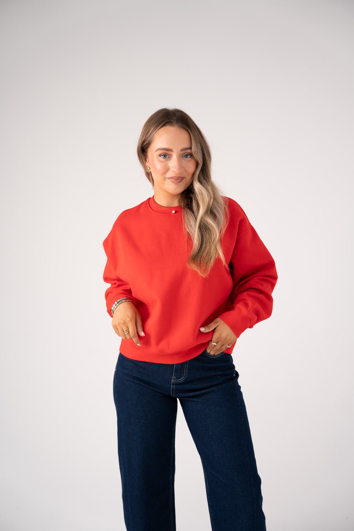 Love Laura Round Neck Sweatshirt In Red