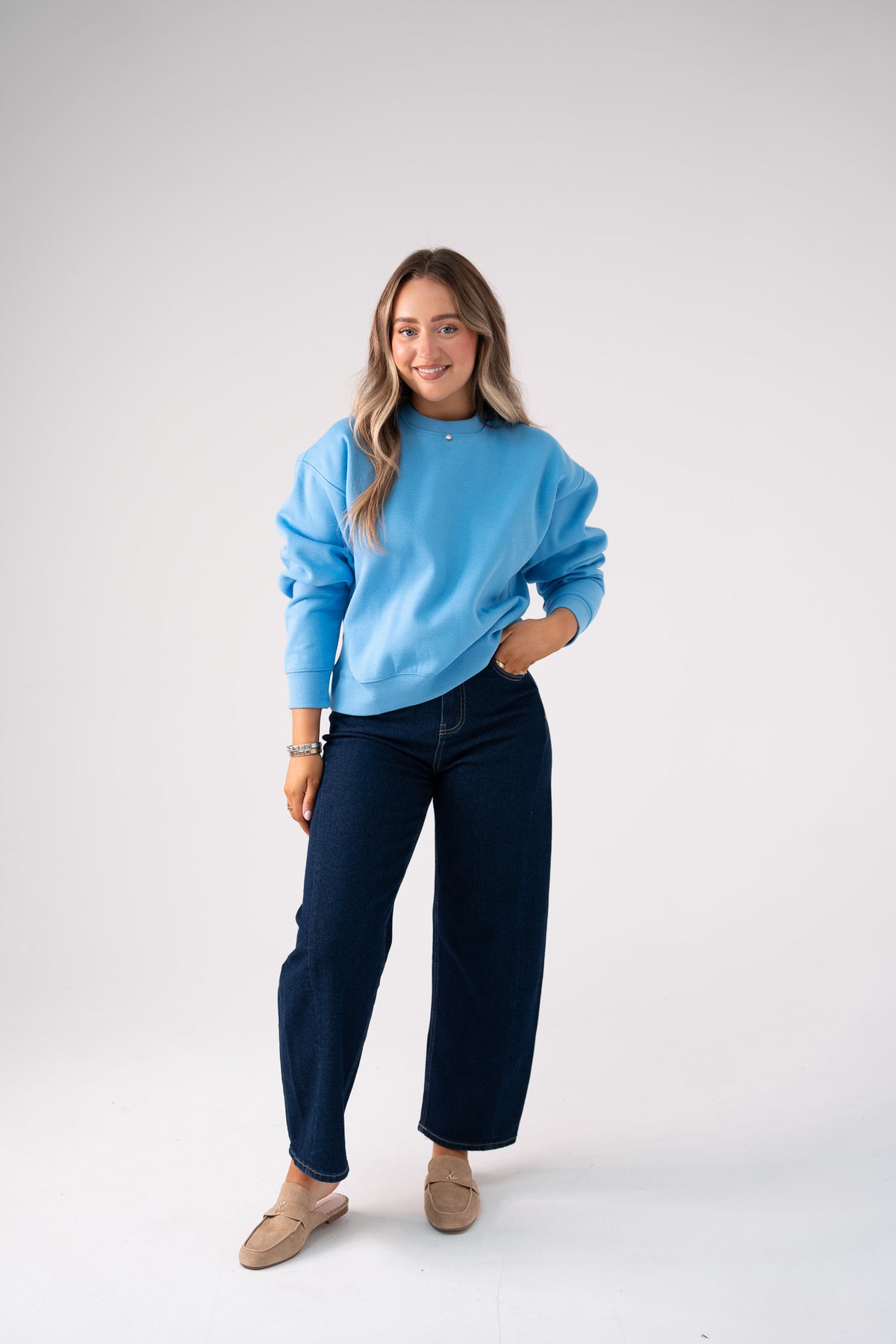 Love Laura Round Neck Sweatshirt In Blue