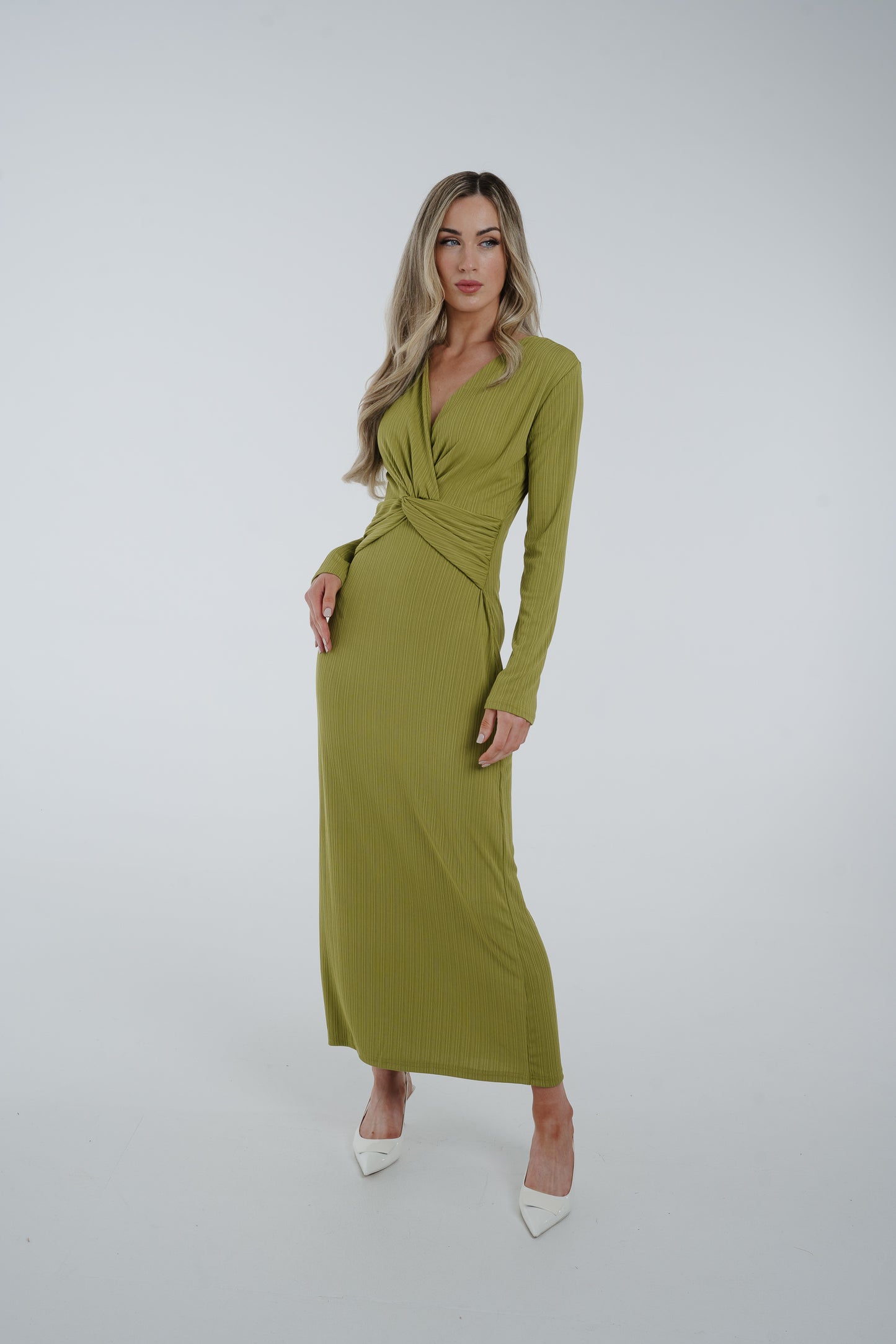Willow Twist Front Maxi Dress In Green