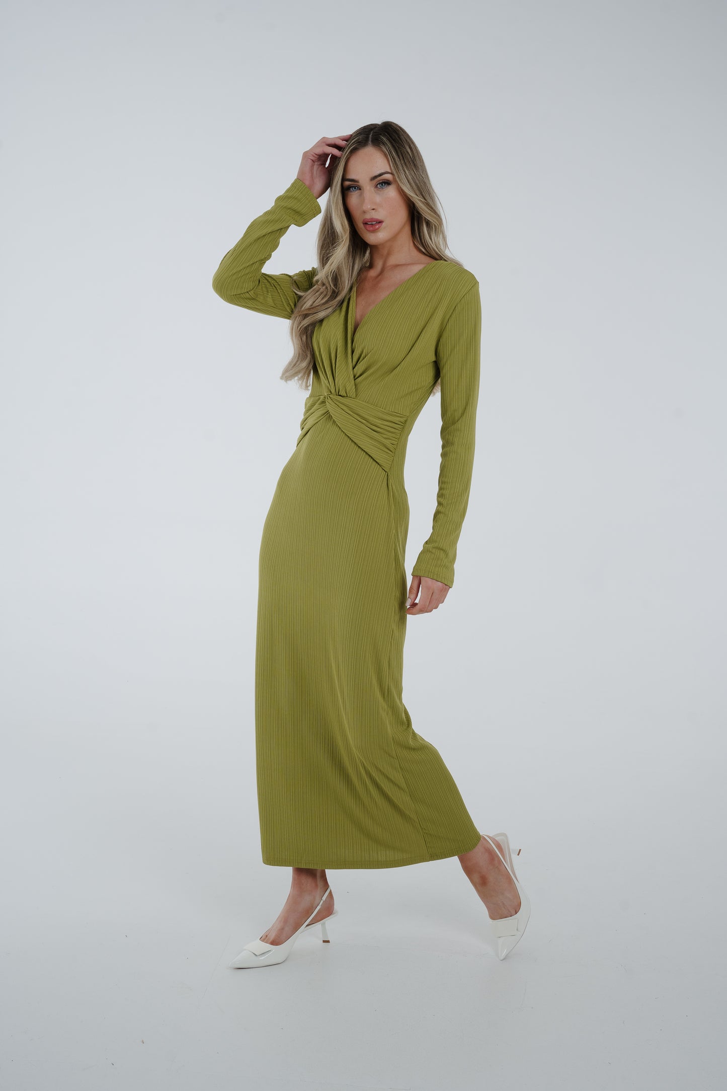 Willow Twist Front Maxi Dress In Green