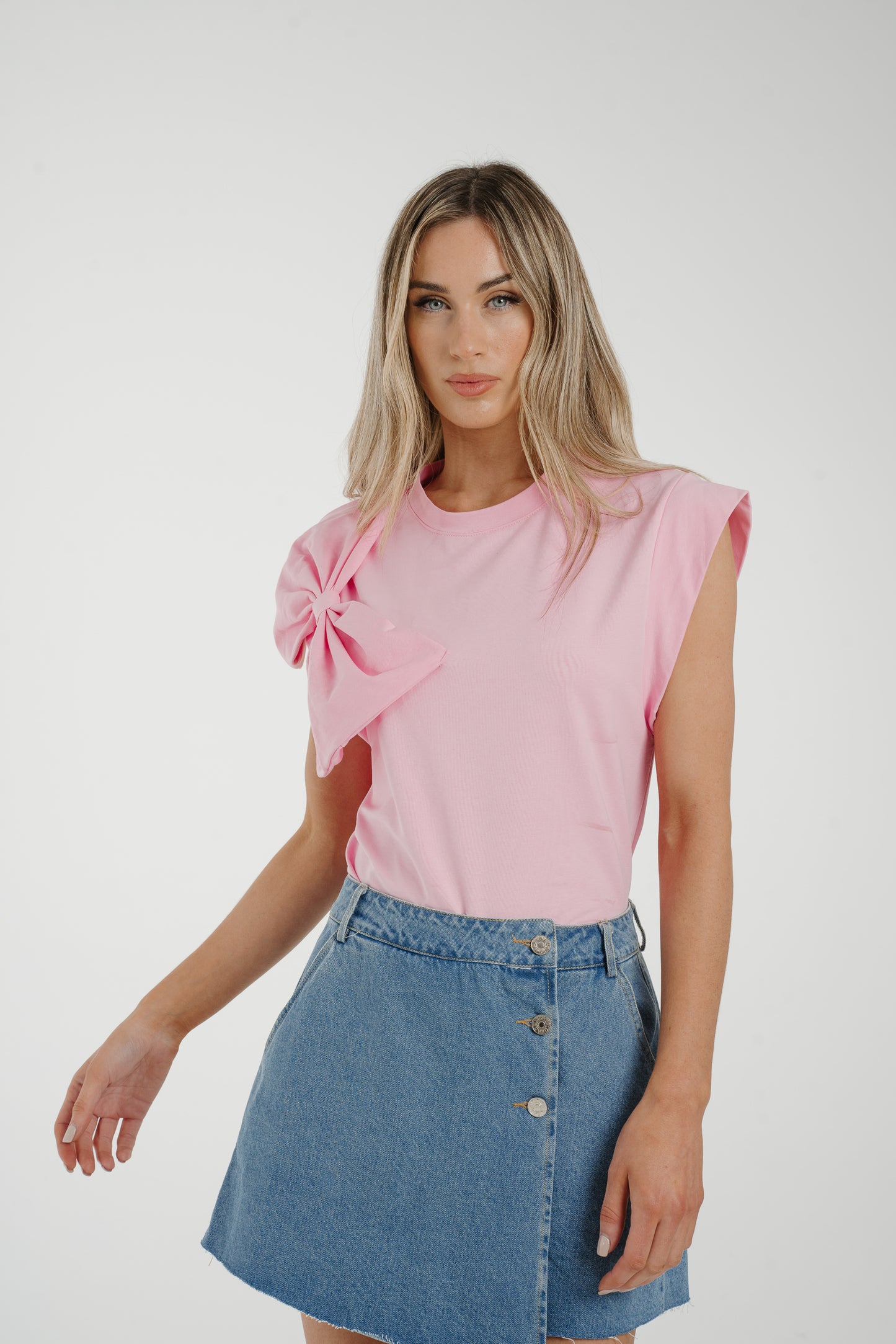 Millie Bow Detail T-Shirt Pink