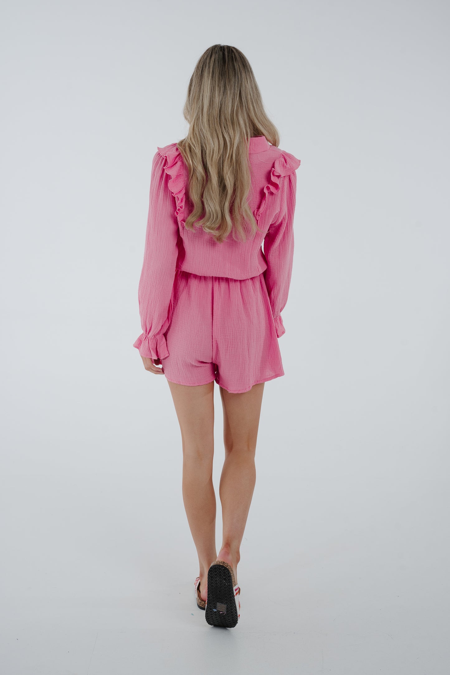 Kendra Frill Detail Playsuit In Pink