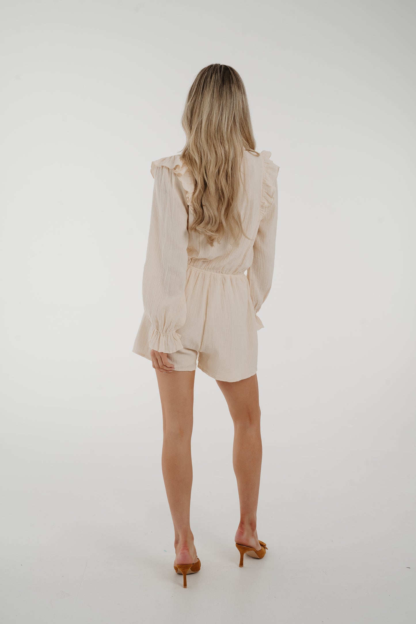 Kendra Frill Detail Playsuit In Cream