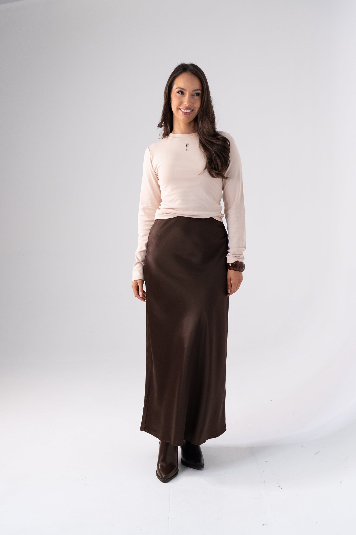 Love Laura Slip Skirt In Chocolate
