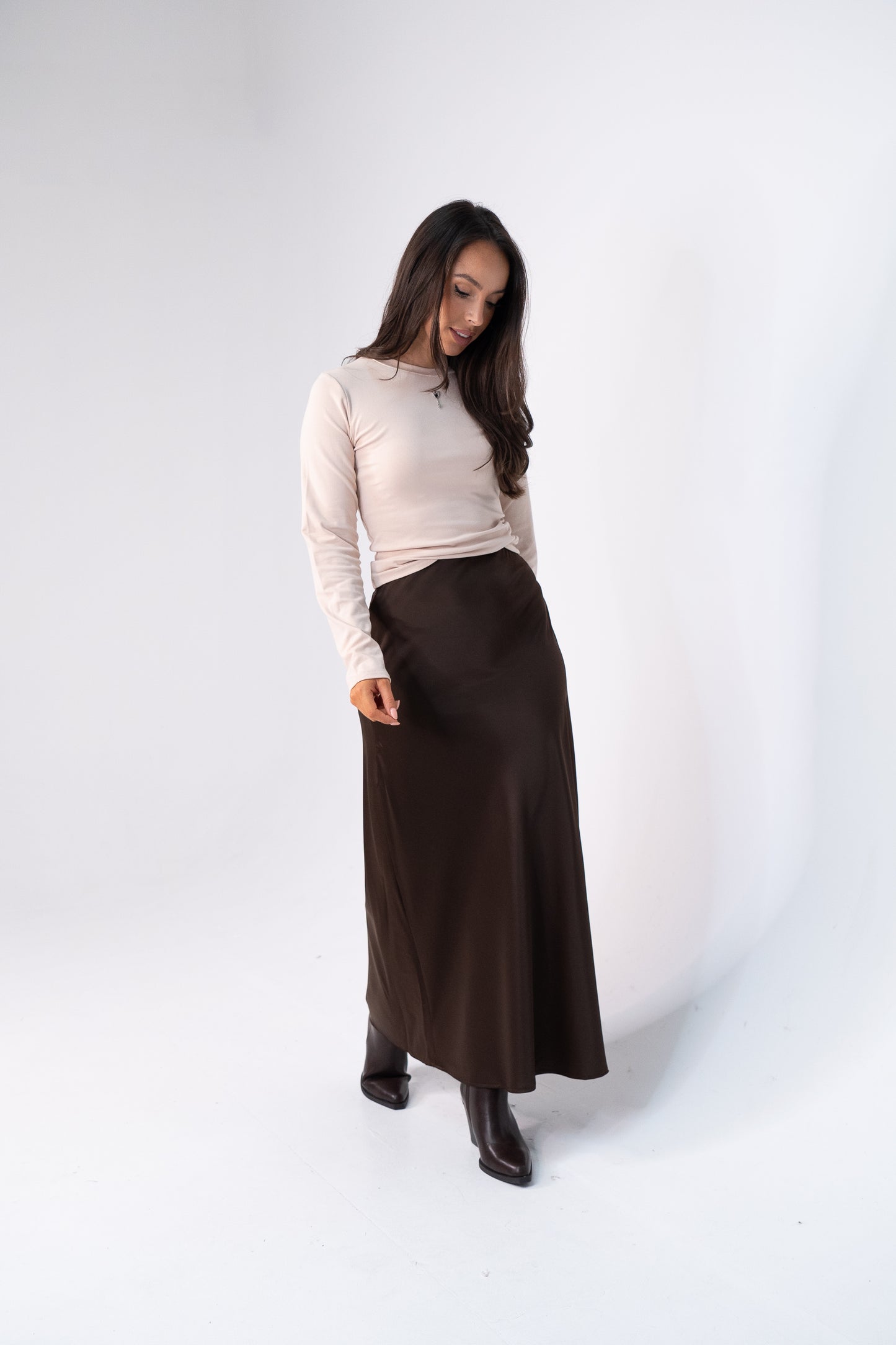 Love Laura Slip Skirt In Chocolate