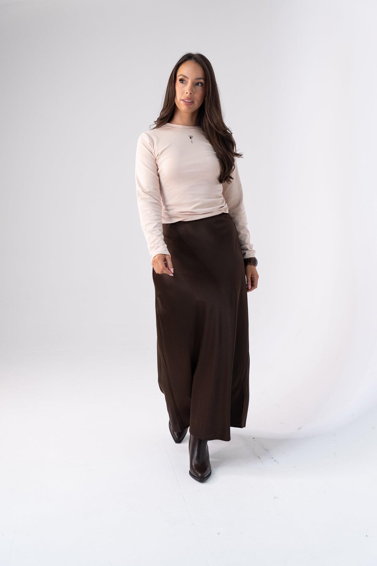 Love Laura Slip Skirt In Chocolate