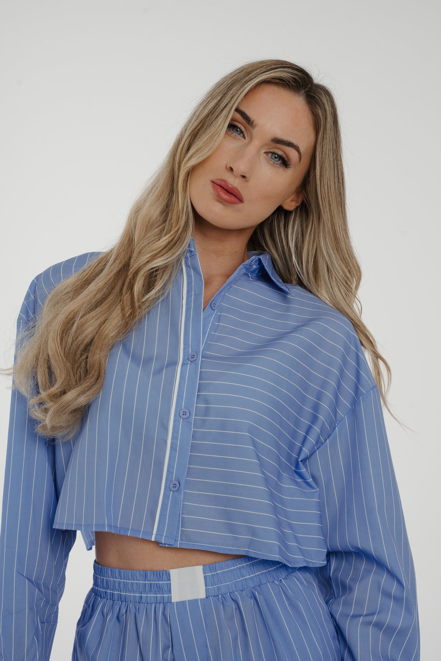Willow Pinstripe Two Piece In Blue