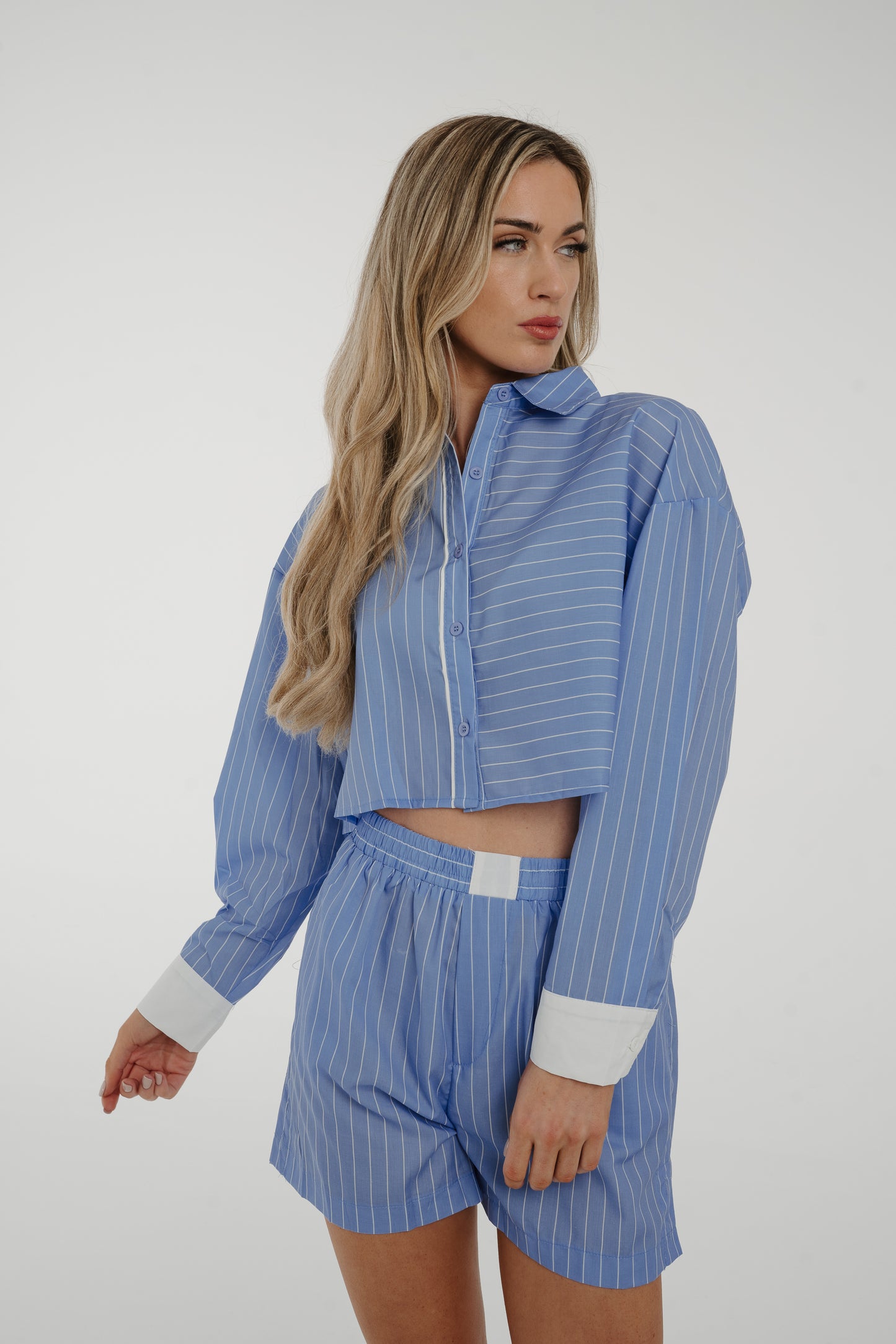 Willow Pinstripe Two Piece In Blue