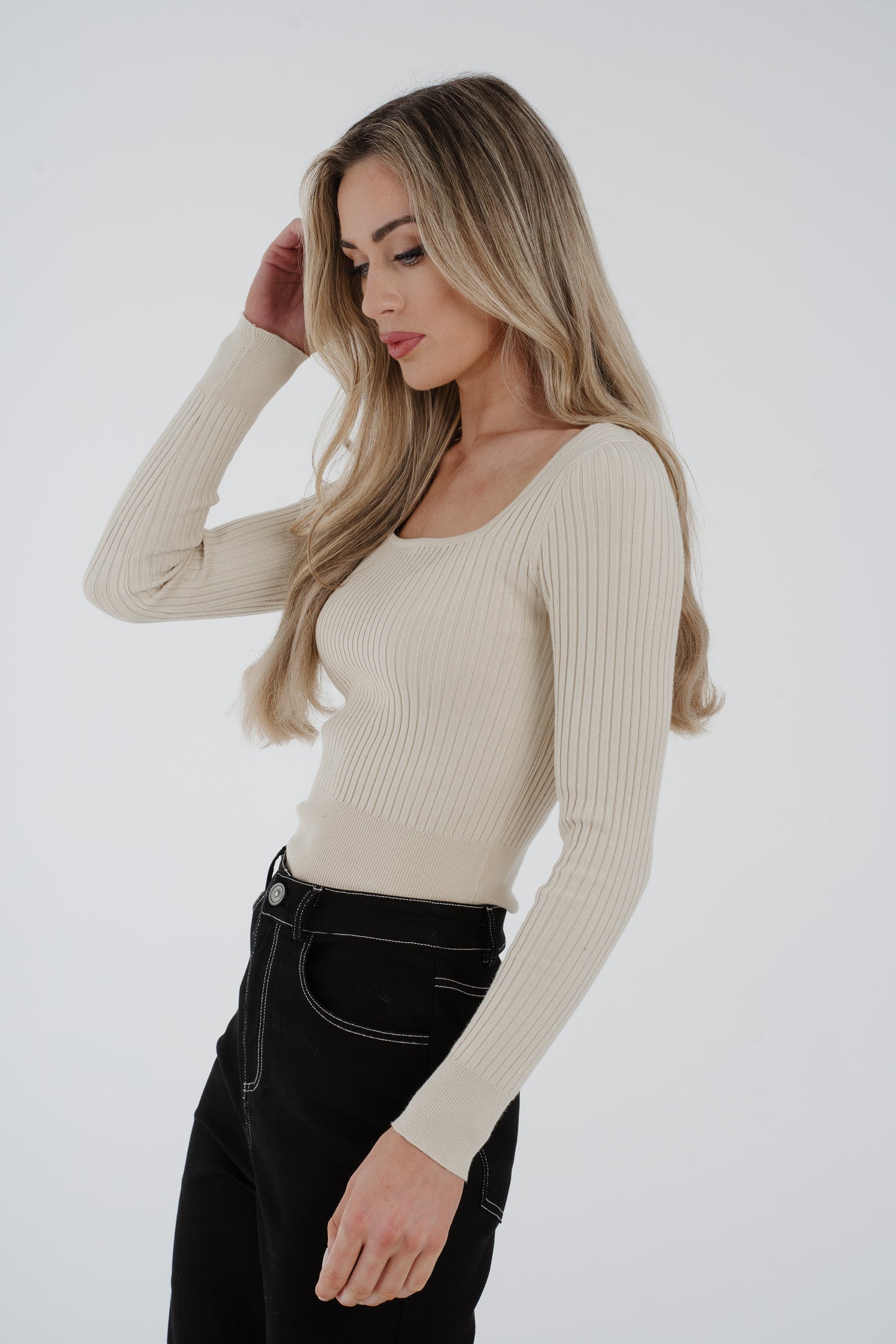 Taylor Ribbed Top In Cream