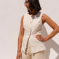 Love Laura Denim Waistcoat In Cream