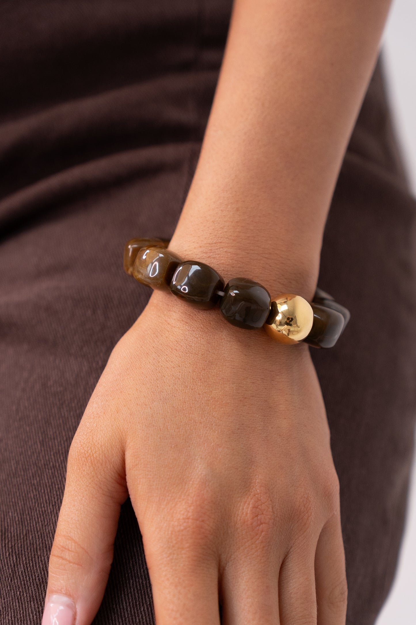 Polly Chunky Beaded Bracelet In Brown