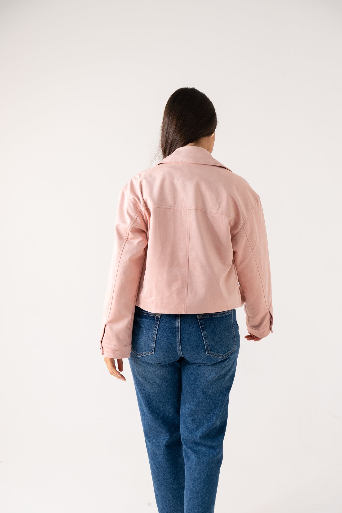 Love Laura Faux Suede Jacket In Soft Pink