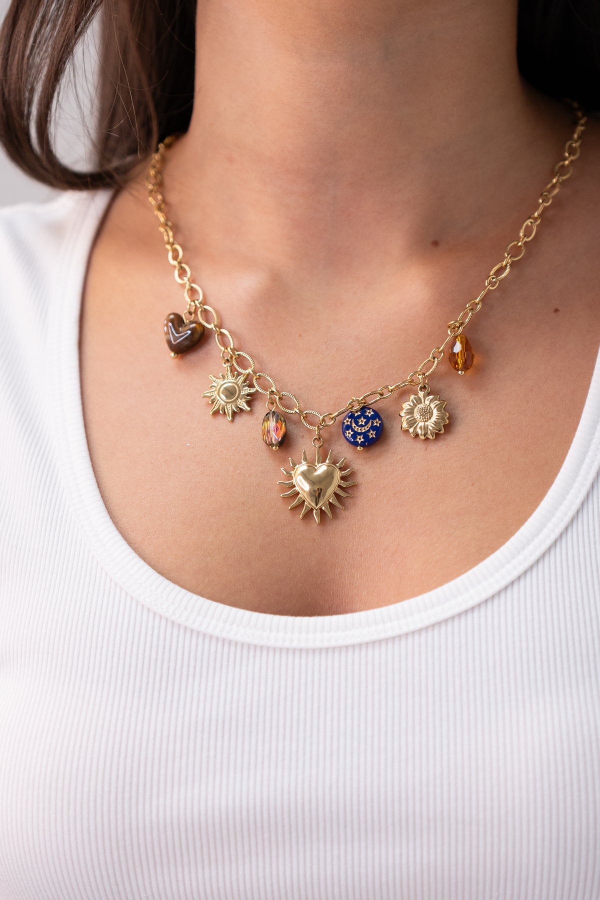 Polly Celestial Charm Necklace In Gold