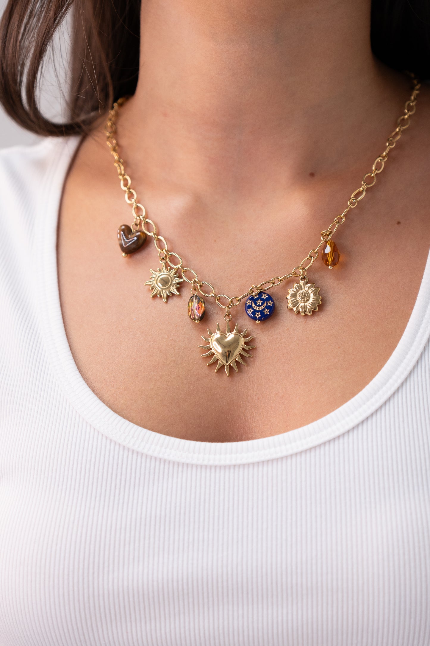 Polly Celestial Charm Necklace In Gold