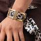 Polly Leopard Print Ribbon Bangle In Gold