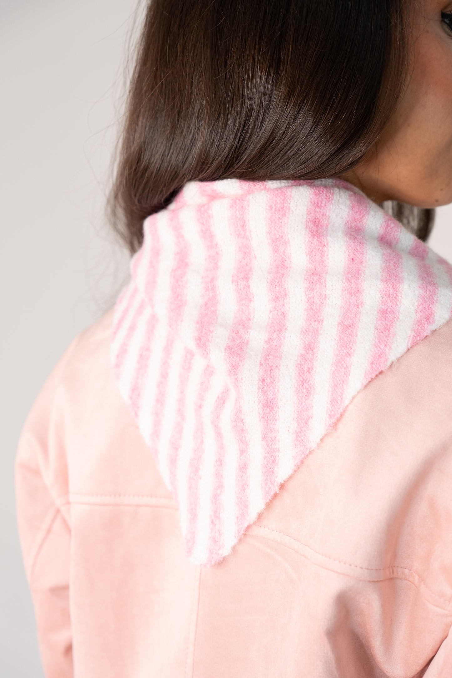 Polly Stripe Knit Neck Scarf In Pink
