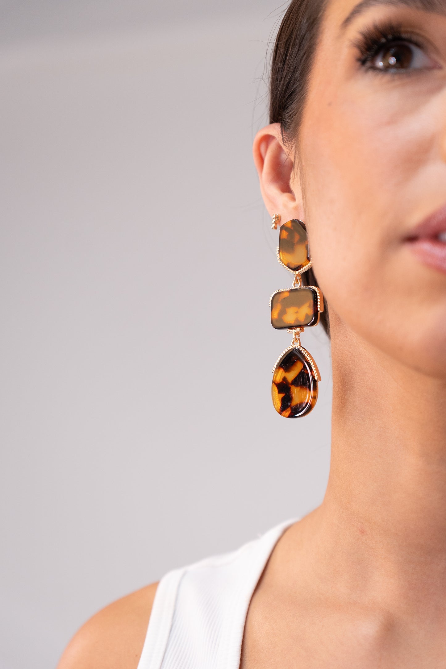 Polly Leopard Print Earrings In Tan