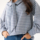 Ally Bow Collar Check Shirt In Blue