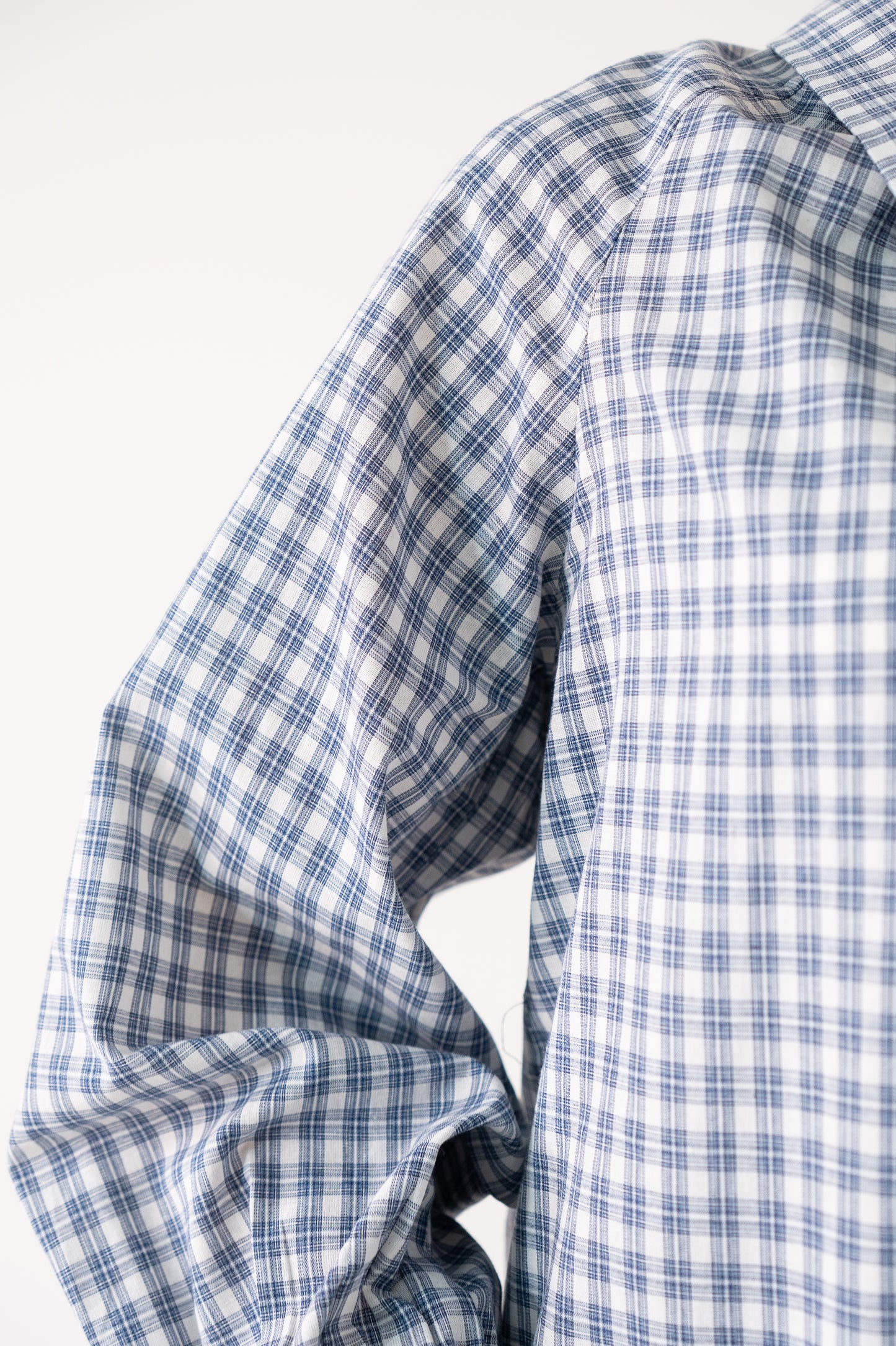 Ally Bow Collar Check Shirt In Blue