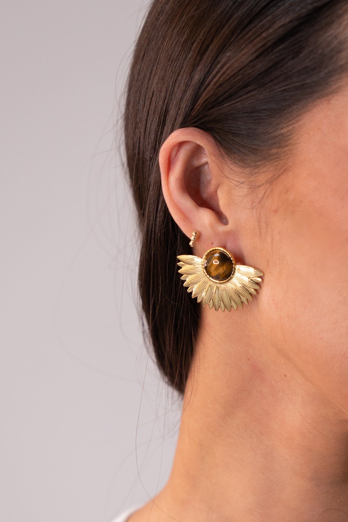 Polly Semi Circle Earrings In Brown Mix