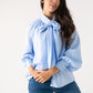 Millie Bow Neck Pinstripe Shirt In Blue