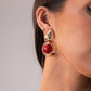 Polly Round Stone Drop Earrings In Red