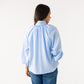 Millie Bow Neck Pinstripe Shirt In Blue