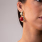 Polly Round Stone Drop Earrings In Red