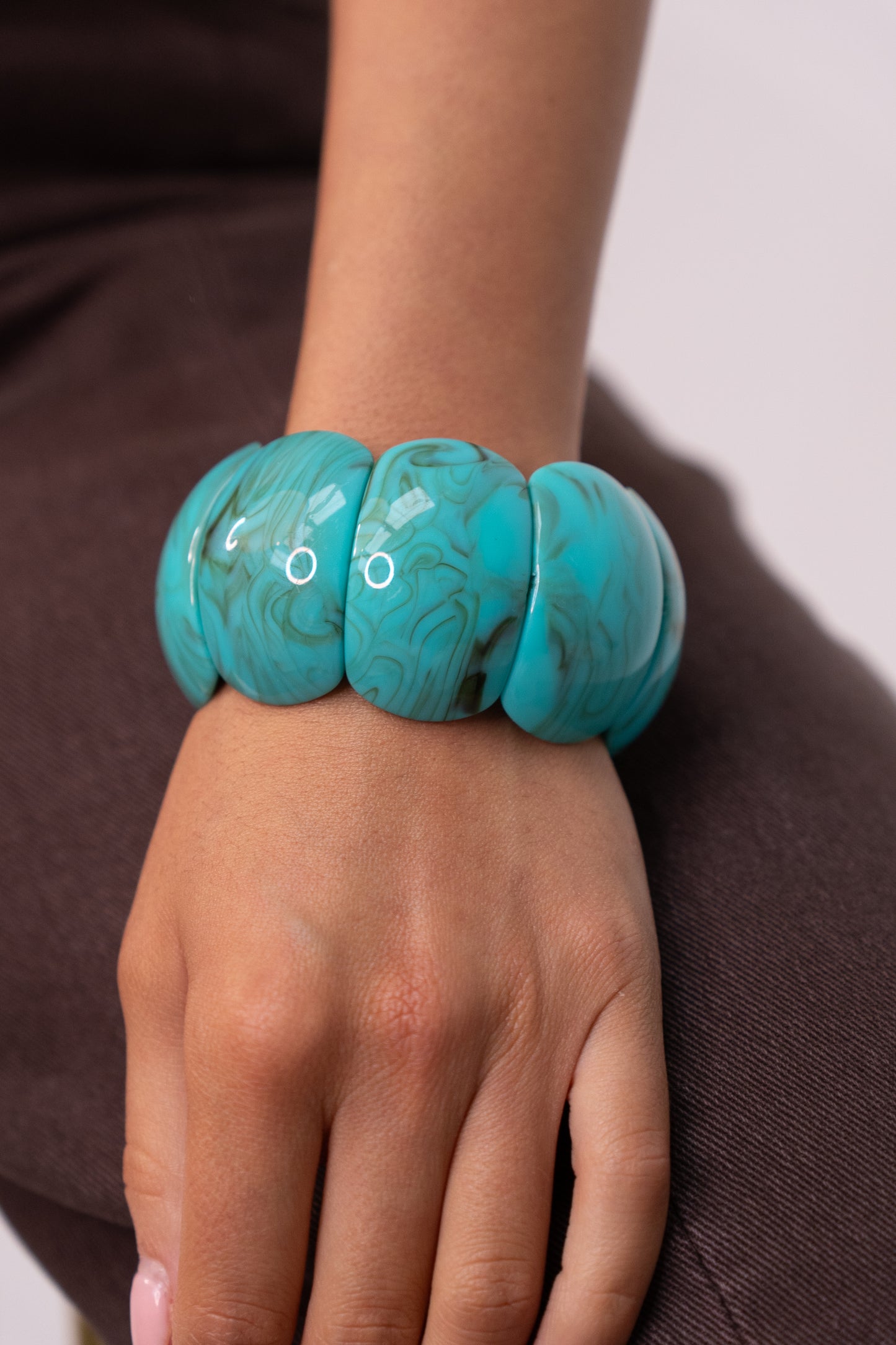 Polly Marbled Resin Bracelet In Turquoise