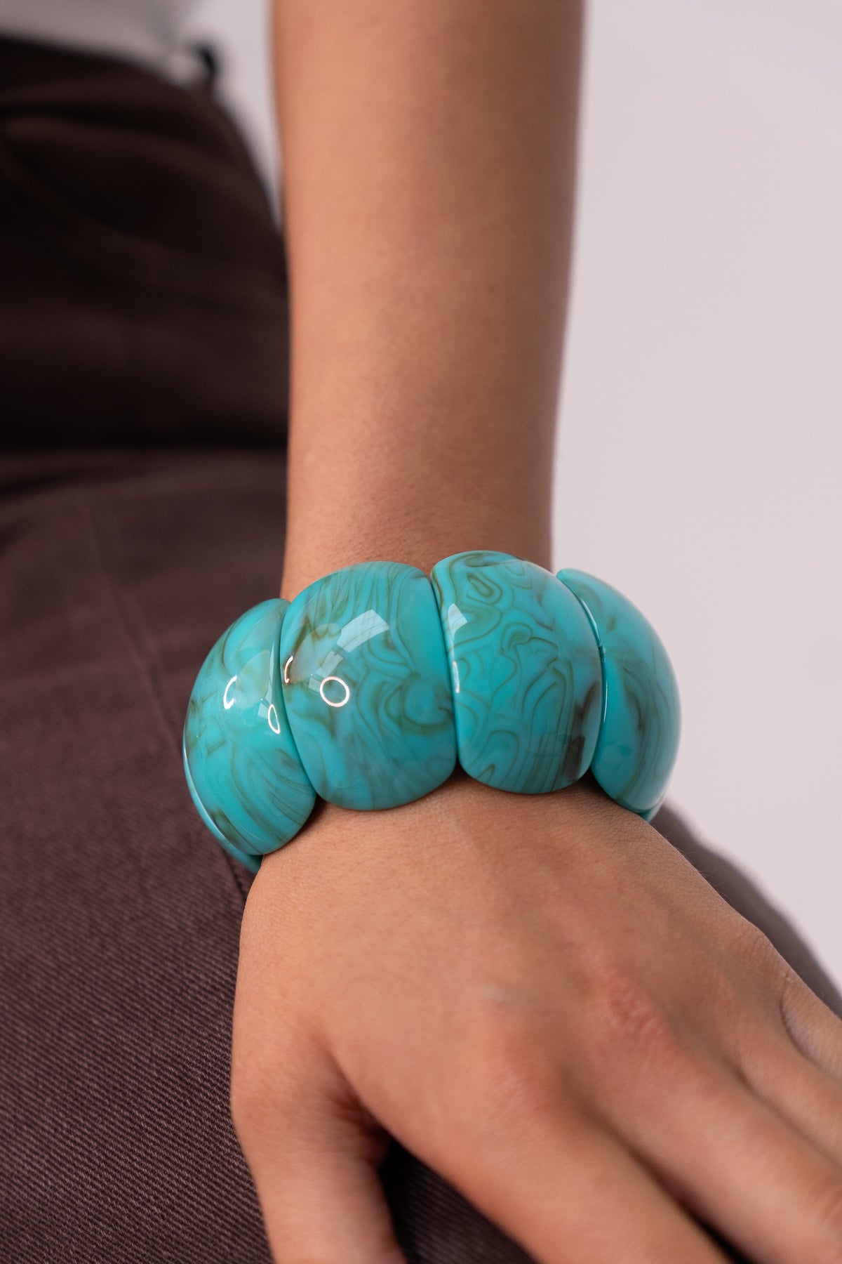 Polly Marbled Resin Bracelet In Turquoise