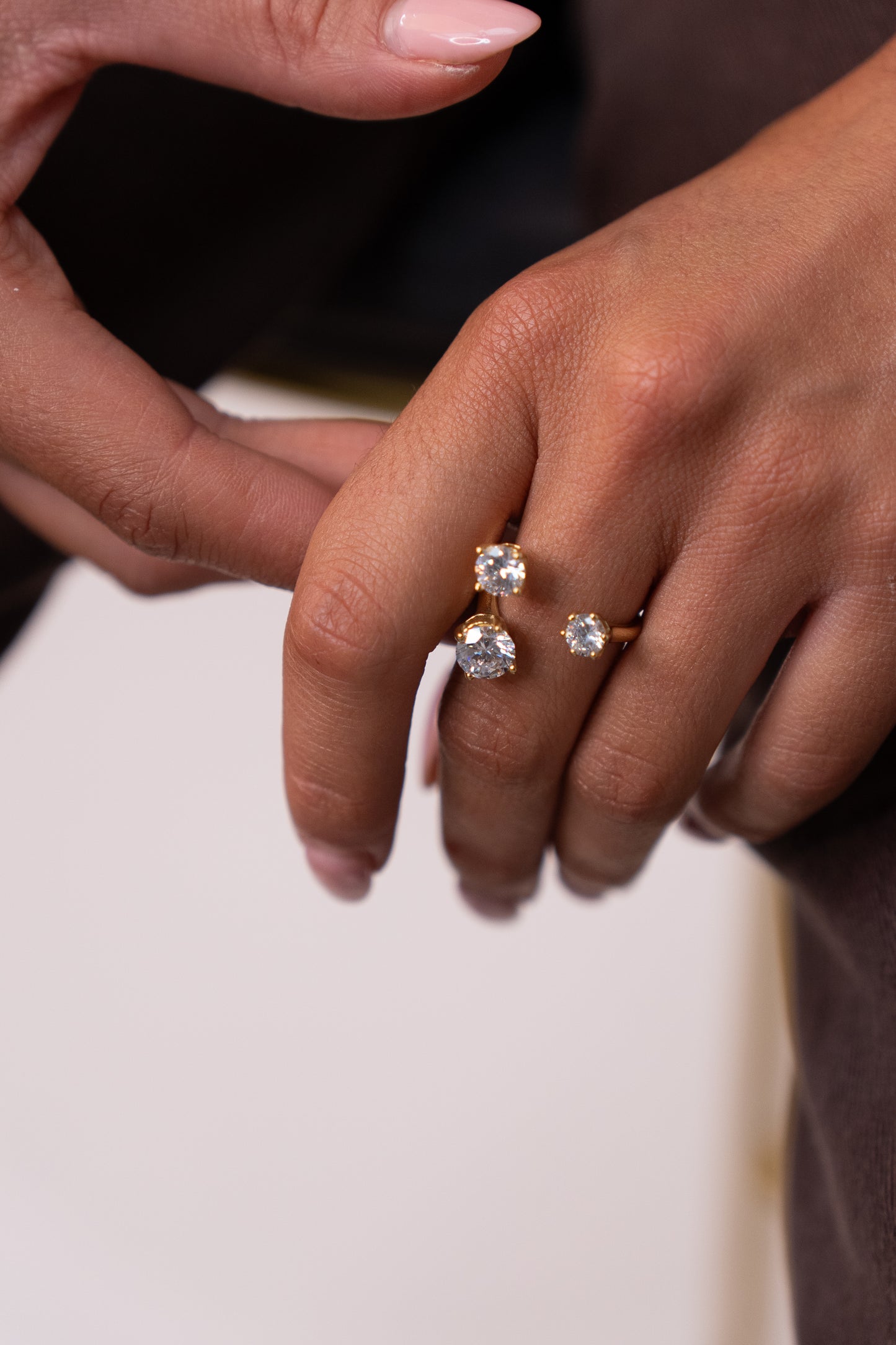 Polly Open Diamante Ring In Gold