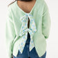 Connie Diamond Print Bow Jumper In Mint
