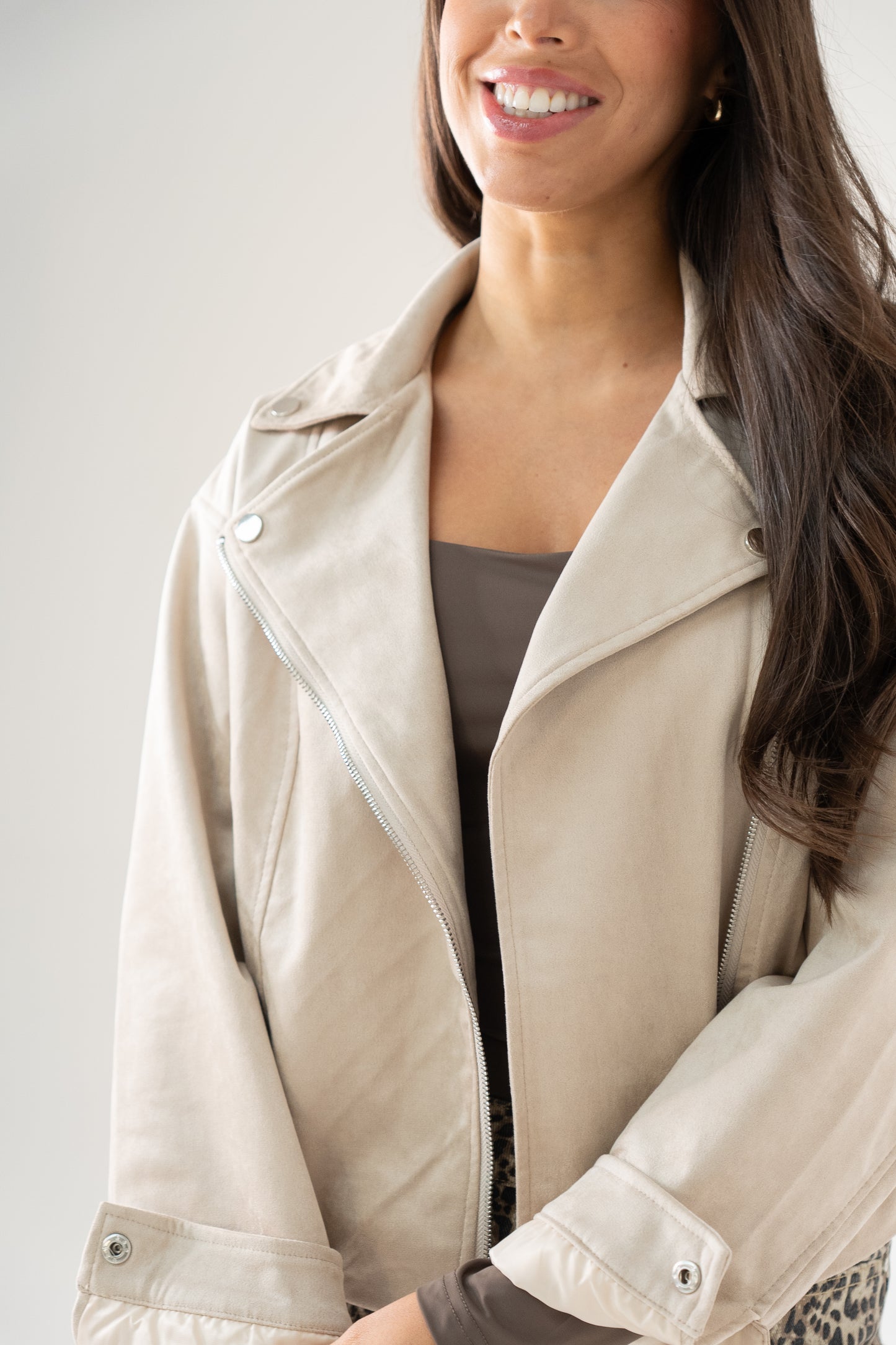 Love Laura Faux Suede Jacket In Beige