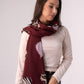 Polly Contrast Heart Scarf In Wine