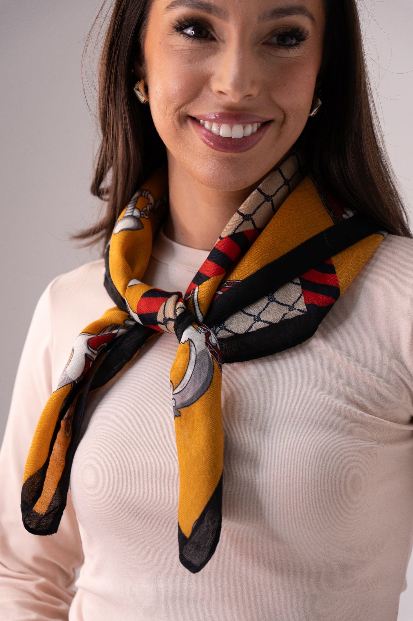 Polly Geometric Print Scarf In Yellow Mix