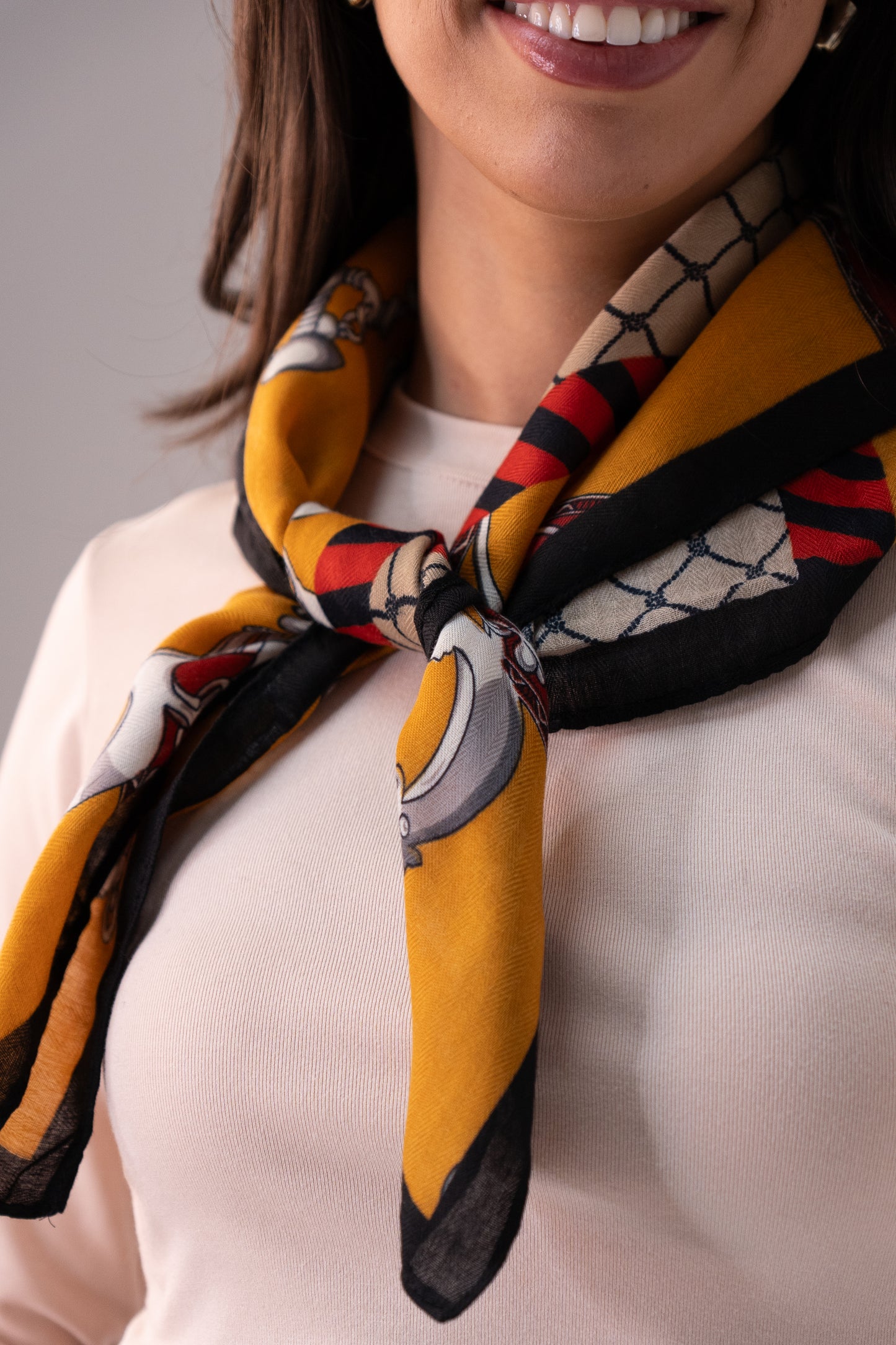 Polly Geometric Print Scarf In Yellow Mix