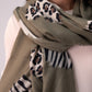 Polly Contrast Heart Scarf In Khaki