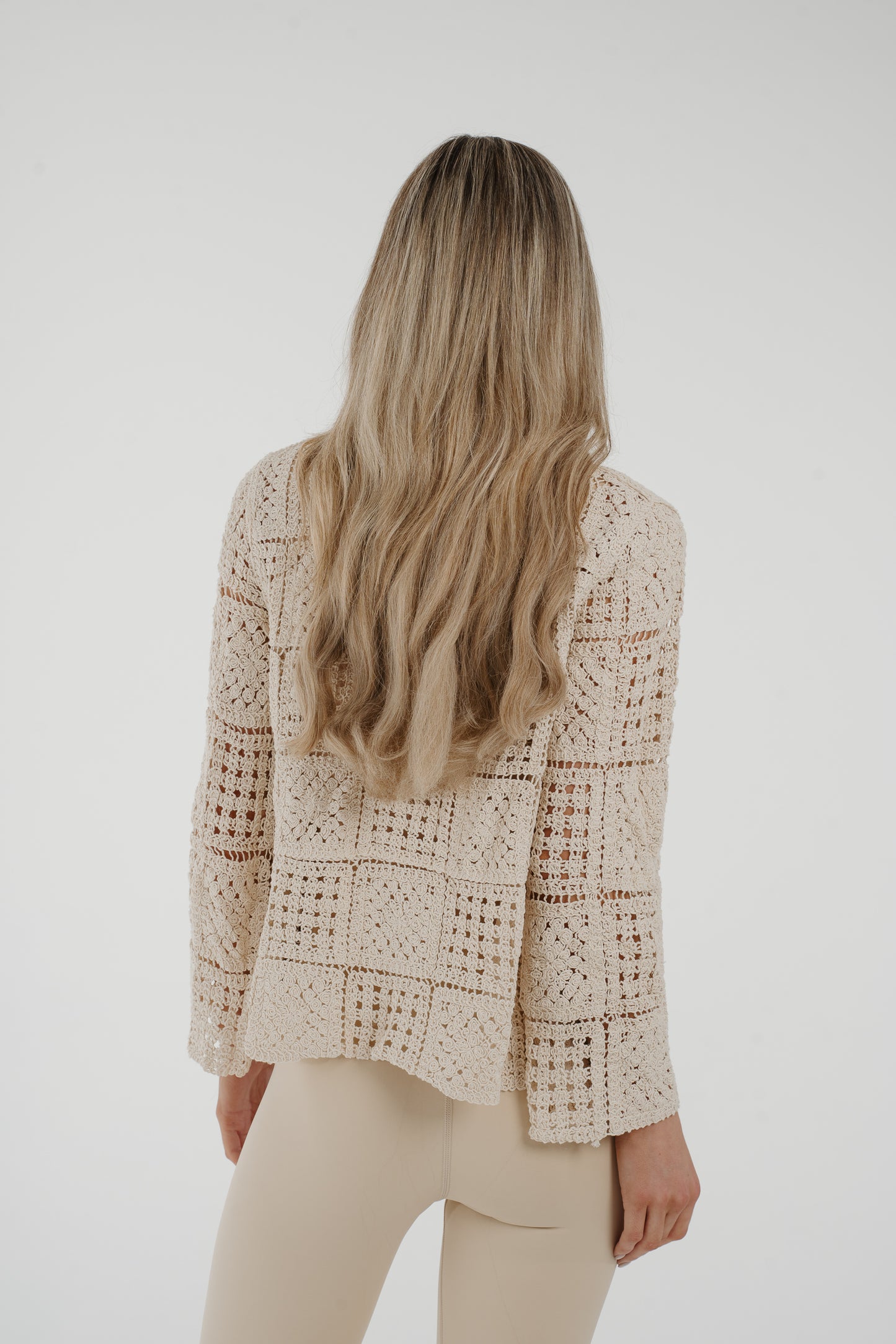 Indie Crochet Square Shirt In Neutral