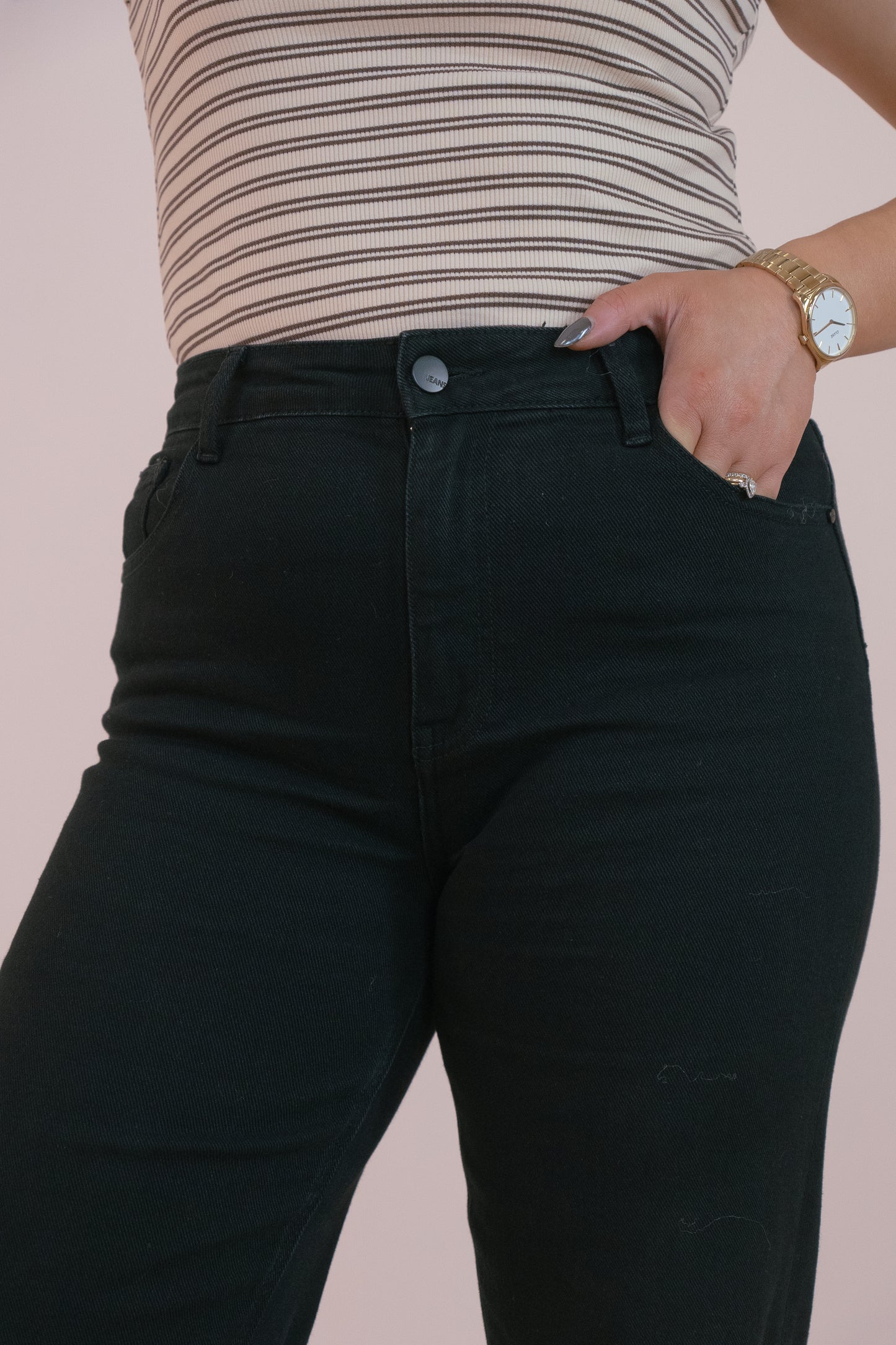 Love Laura Turn Up Jeans In True Black