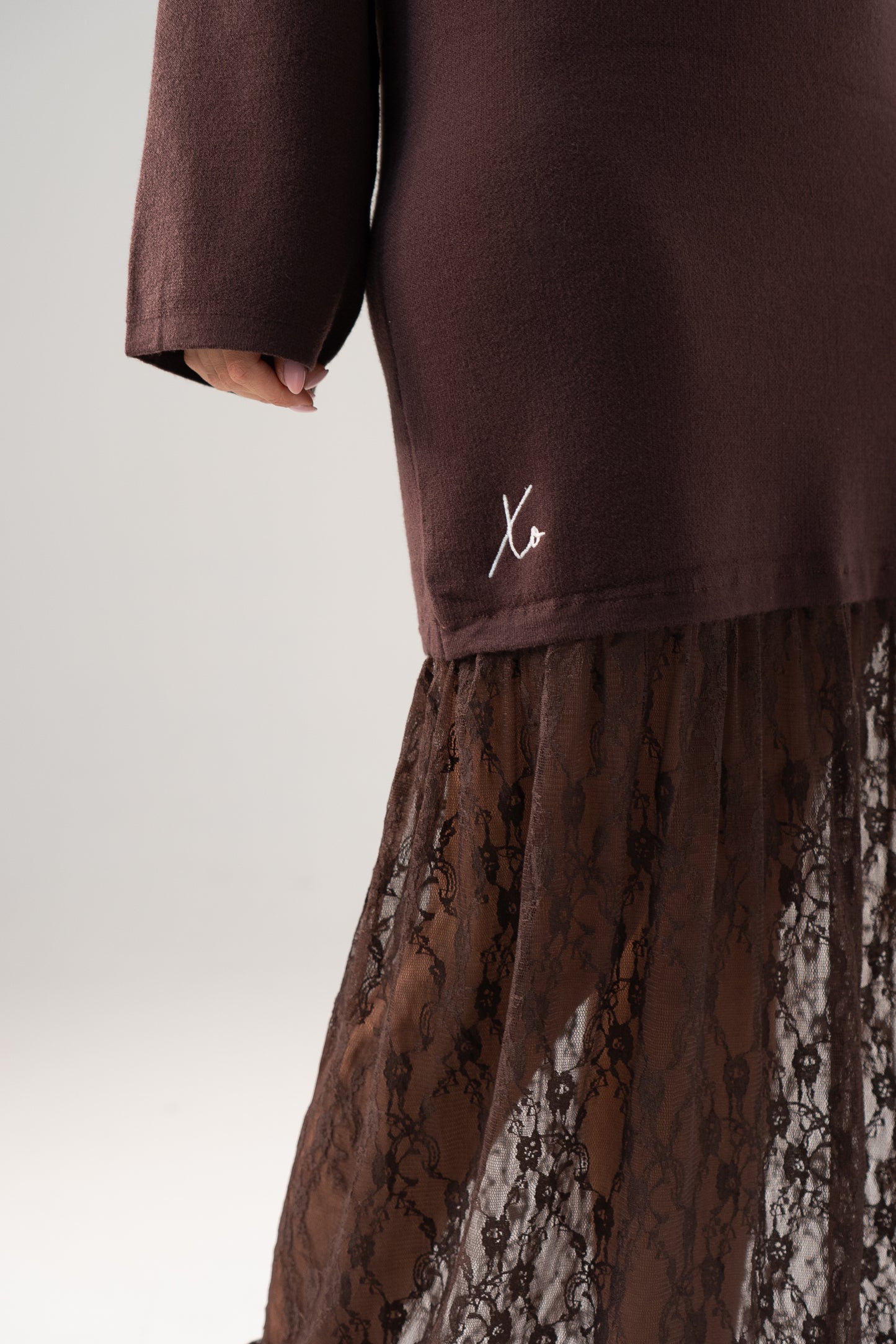 Love Laura Contrast Knit Dress In Chocolate