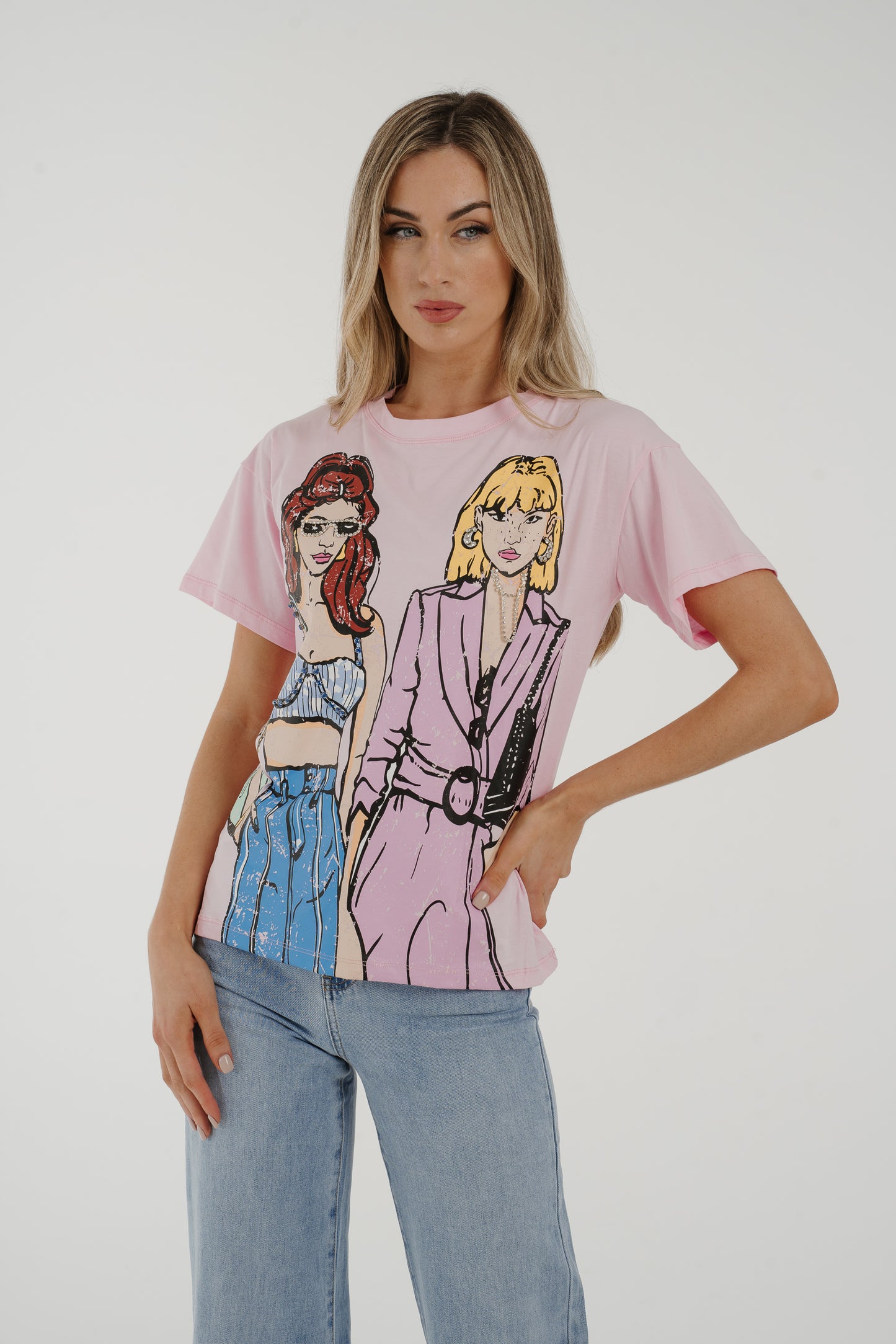 Millie Lady Print T-Shirt In Pink