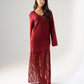 Love Laura Contrast Knit Dress In Burgundy