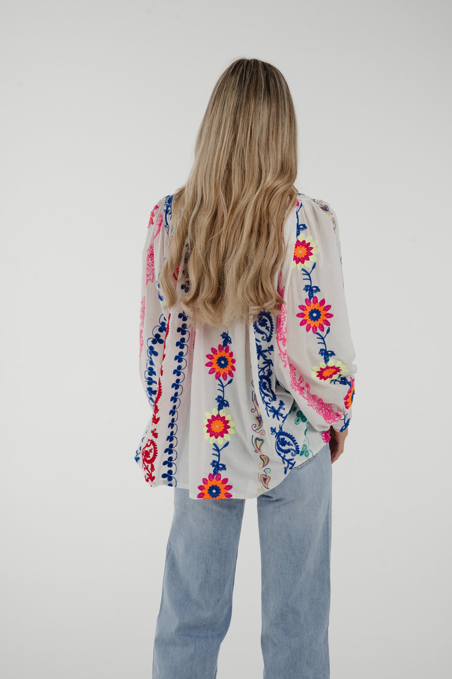 Indie Multi Embroidered Blouse In White