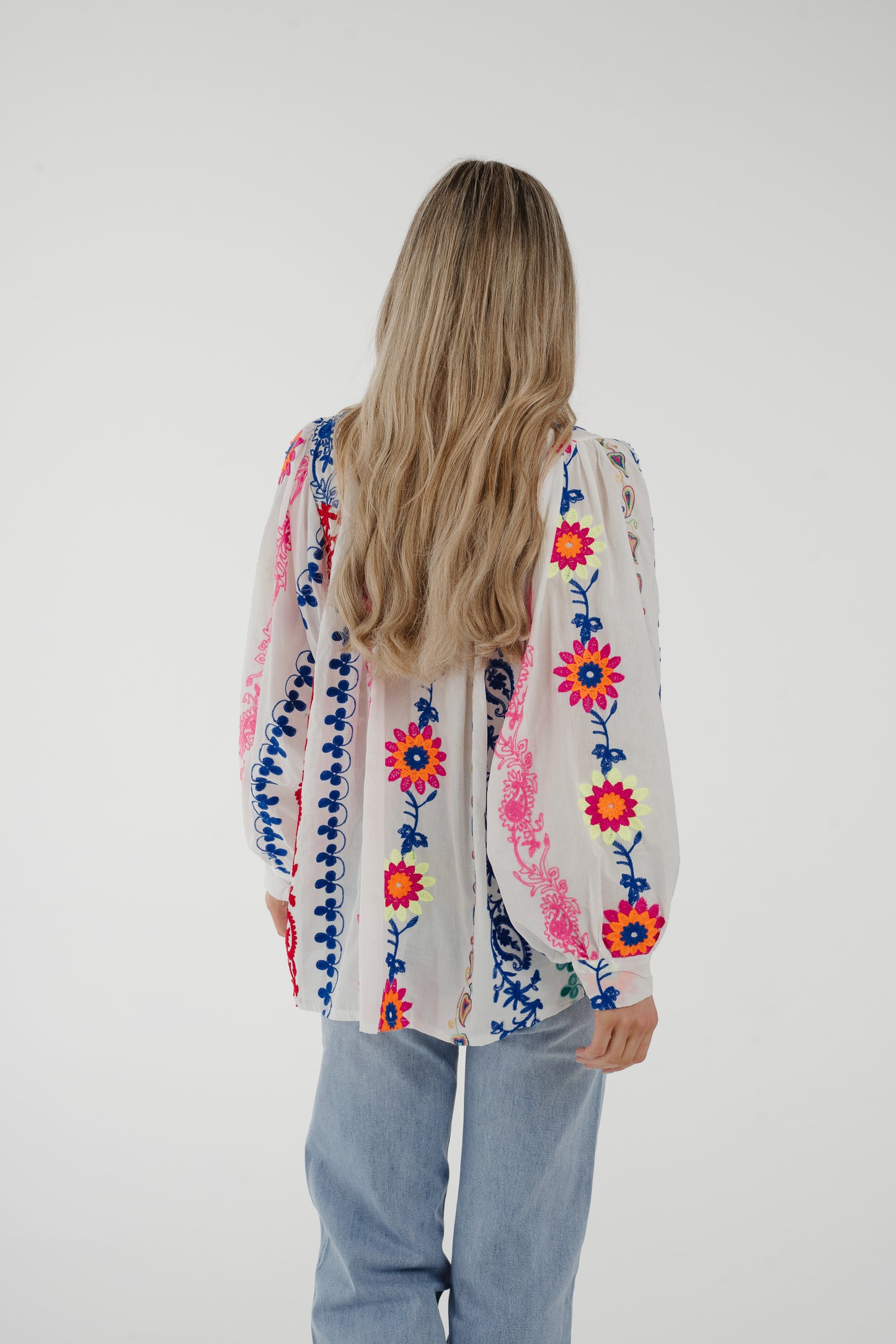 Indie Multi Embroidered Blouse In White