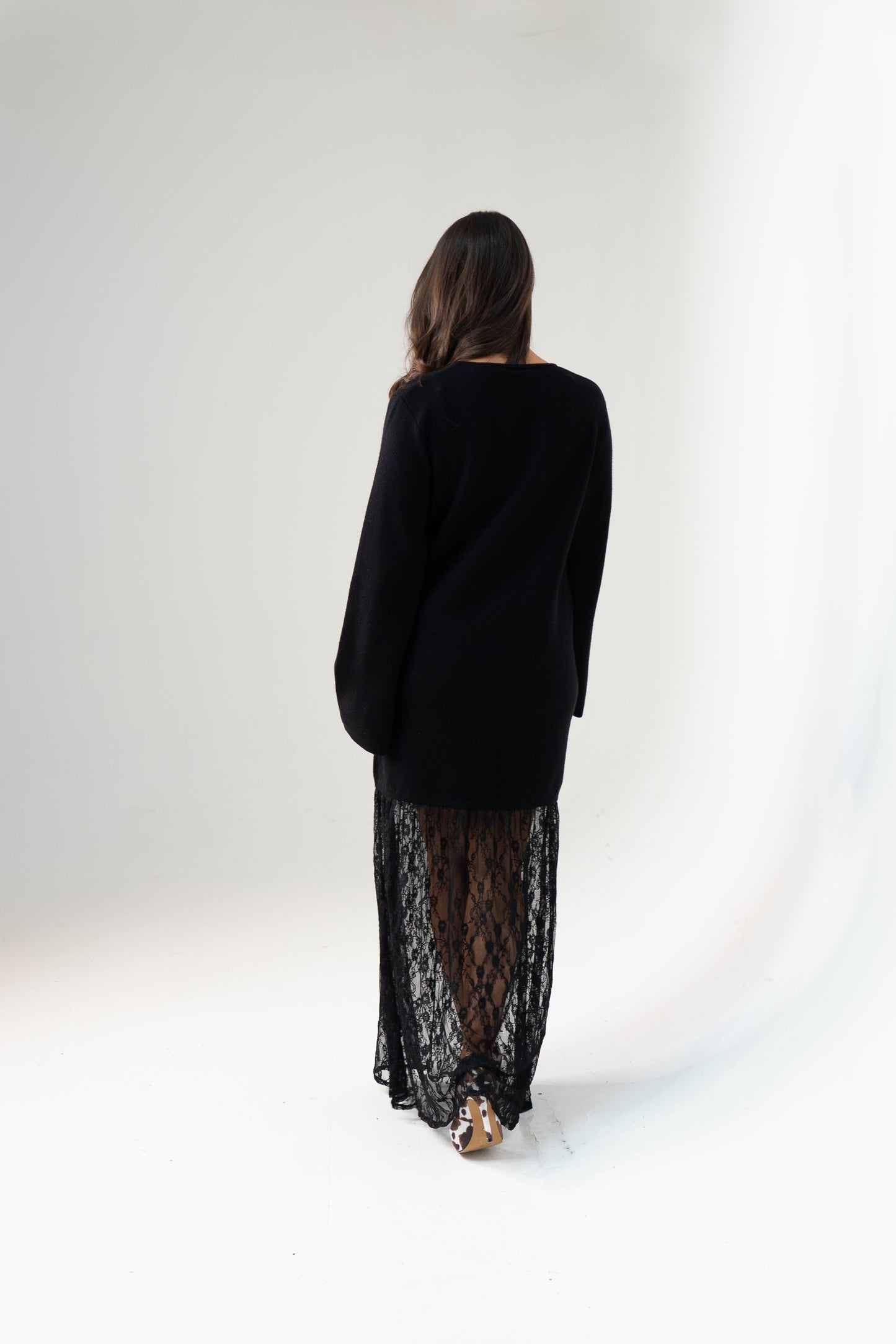 Love Laura Contrast Knit Dress In Black