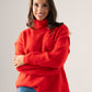 Kendra Polo Neck Jumper In Red