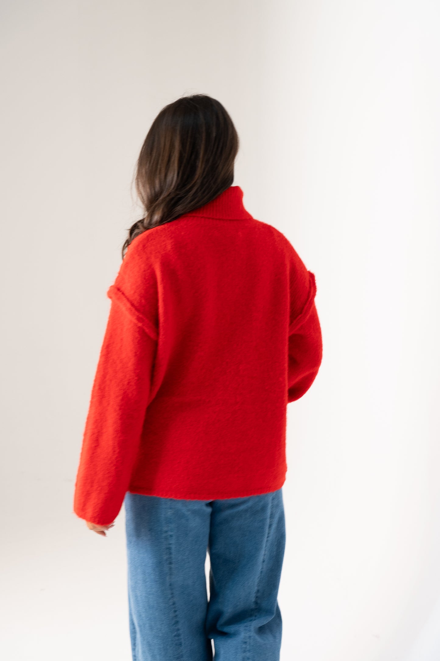 Kendra Polo Neck Jumper In Red