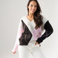 Ella Diamond Knit Jumper In Pink Mix