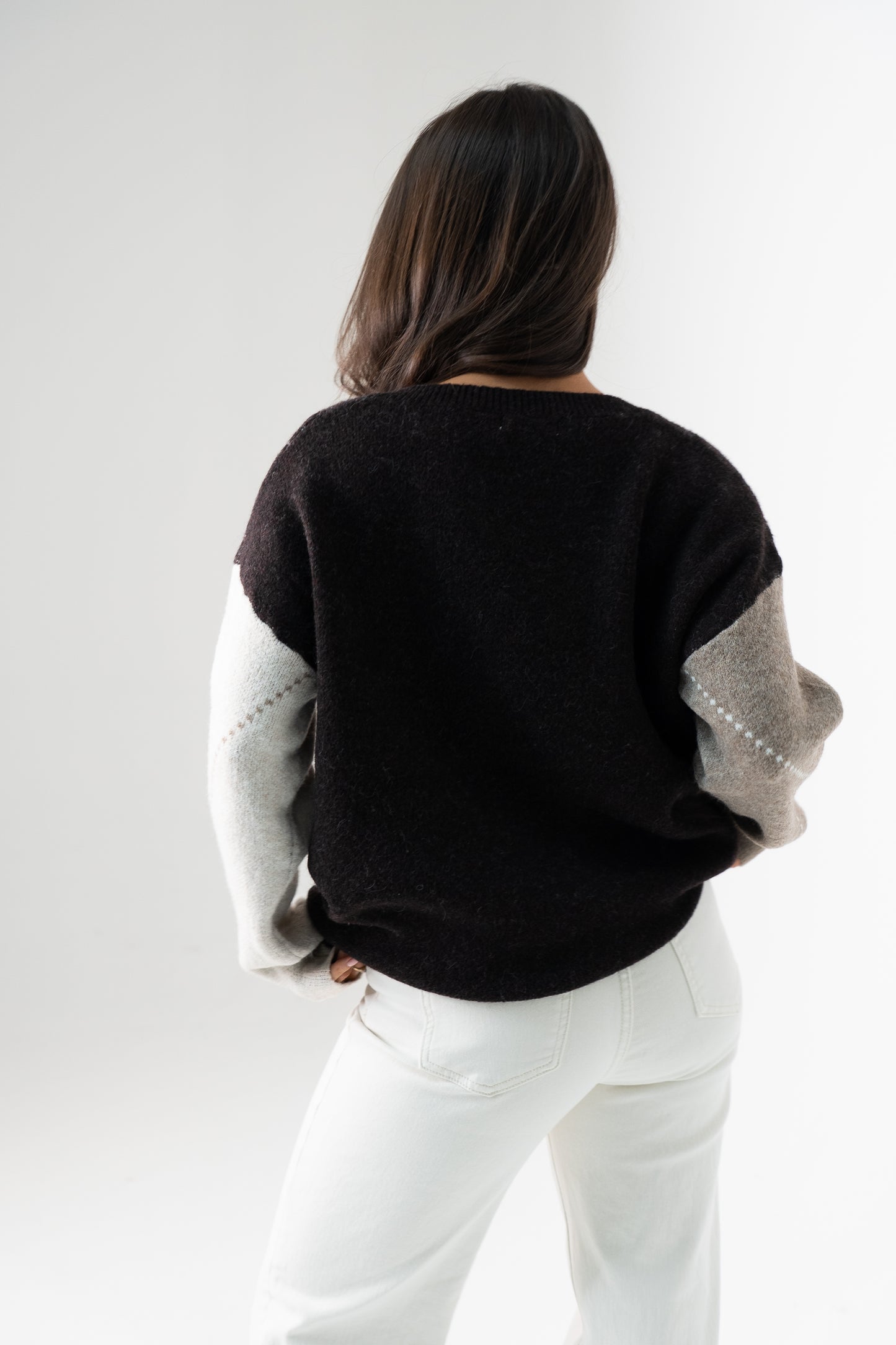 Ella Diamond Knit Jumper In Brown Mix