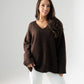 Ella V-Neck Jumper In Chocolate